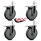 Service Caster 6'' Gray Polyurethane Swivel 7/16'' Stem Caster Set with Total Lock Brake, 4PK SCC-GRTTL20S614-PPUB-716138-4 - alternate 4